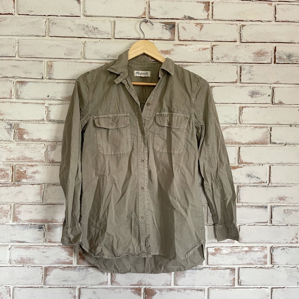 Madewell Army Green Button Down Utility Shirt - image 1